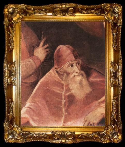 framed  TIZIANO Vecellio Pope Paul III with his Nephews Alessandro and Ottavio Farnese (detail) art, ta009-2